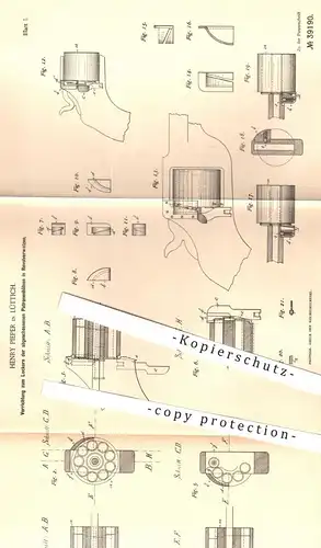 original Patent - Henry Pieper , Lüttich , 1886 , Lockern der Patronen - Hülsen im Revolver | Waffe , Pistole , Gewehr !