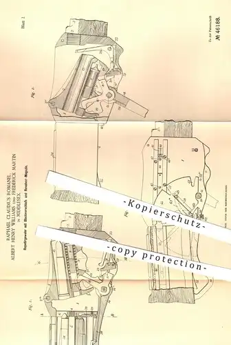 original Patent - R. Claudius Romanel , Albert H. Williams , Frederick Martin / Middlesex , 1888 , Gewehr | Revolver !