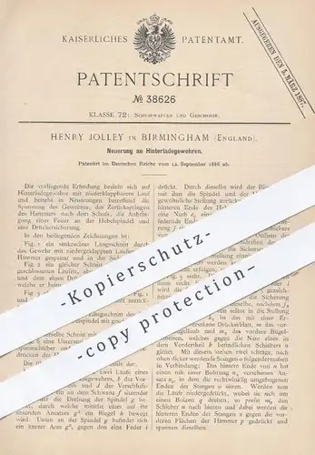 original Patent - Henry Jolley , Birmingham England , 1886 , Hinterladegewehr | Gewehr , Waffe , Revolver | Jagd , Jäger