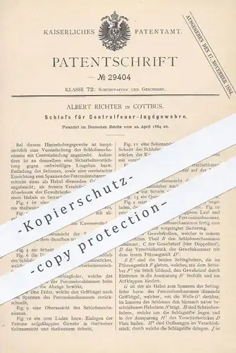 original Patent - Albert Richter , Cottbus  1884 , Schloss für Zentralfeuer - Jagdgewehr | Gewehr , Waffe , Jagd , Jäger