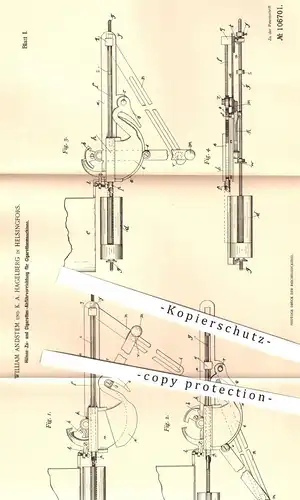 original Patent - William Andstem u. K. A. Hagelberg , Helsingfors , 1897 , Zuführen der Hülsen an Zigaretten - Maschine