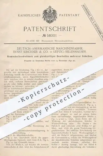 original Patent - Deutsch Amerikanische Maschinenfabrik Ernst Kirchner & Co , Leipzig , 1890 , Riemenscheiben - Drehbank