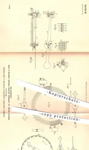 original Patent - Alfredo Antonio Cardoso Bastos , Sao Paulo Brasilien , 1894 , Elektrische Alarmuhr für Läutewerk | Uhr