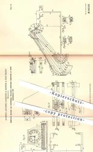 original Patent - Alfredo Antonio Cardoso Bastos , Sao Paulo Brasilien , 1894 , Elektrische Alarmuhr für Läutewerk | Uhr