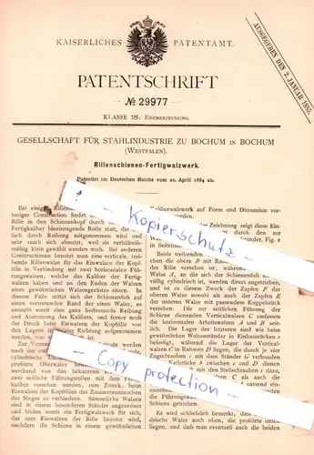 original Patent - Gesellschaft für Stahlindustrie zu Bochum in Bochum , Westfalen , 1884 , Eisenerzeugung !!!