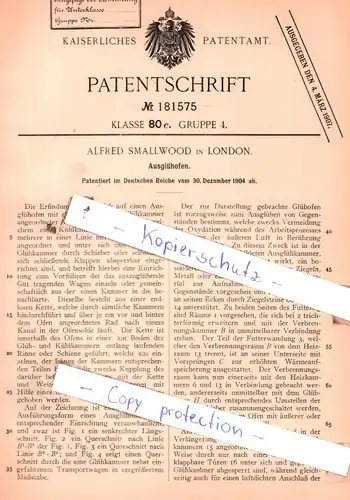 original Patent - Alfred Smallwood in London , 1904 , Ausglühofen !!!