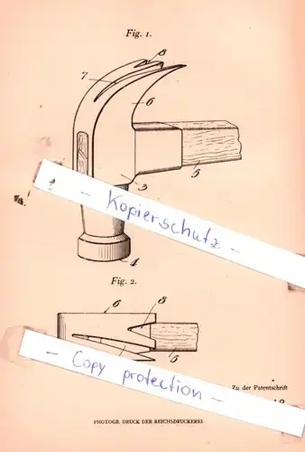 original Patent - George E. Sly und Samuel Gordon Ingle in San Diego , Calif., V. St. A. , 1905 , Hammer !!!