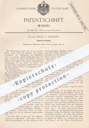 original Patent - Hugo Bähr , Dresden , 1891 , Taktiervorrichtung | Musik taktieren | Taktzeichen , Dirigent , Musiker !