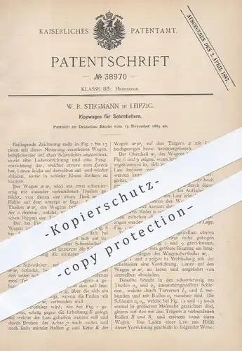 original Patent - W. R. Stegmann , Leipzig , 1885 , Kippwagen für Schrotleitern | Wagen , Schrot - Leiter , Hebezeuge !!