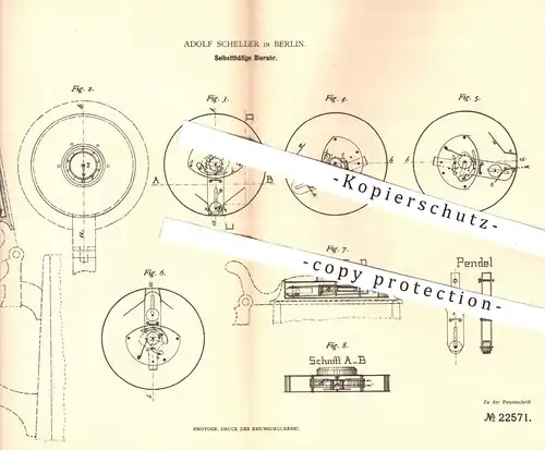 original Patent - Adolf Scheller , Berlin , 1882 , Selbsttätige Bieruhr | Bier , Uhr , Zählwerk , Zählapparat , Bierglas