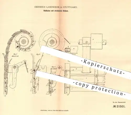 original Patent - Heinrich Landwehr , Stuttgart , 1882 , Rollladen mit drehbaren Stäben | Rollläden , Jalousie , Rollo