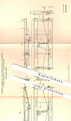 original Patent - W. Heinrich , Louis Wintergerst , Esslingen / F. Kleemann , Obertürkheim , 1889 , Bremse für Eisenbahn