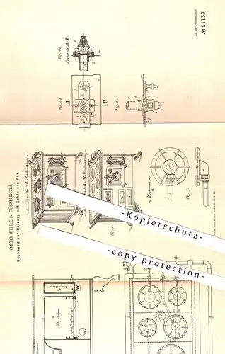 original Patent - Otto Wehle in Düsseldorf , 1888 , Kochherd zur Heizung mit Kohle und Gas | Herd , Kochen , Ofen , Öfen