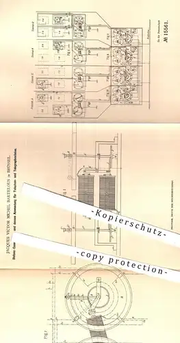 original Patent - Jaques Victor M. Bartelous , Brüssel , 1880 , Kommunator für Telefon- u. Telegraphenlinien | Telegraph