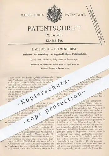 original Patent - L. W. Seeser , Delmenhorst , 1902 , doppelschichtiger Fußbodenbelag | Linoleum , Fußboden , Bodenbelag