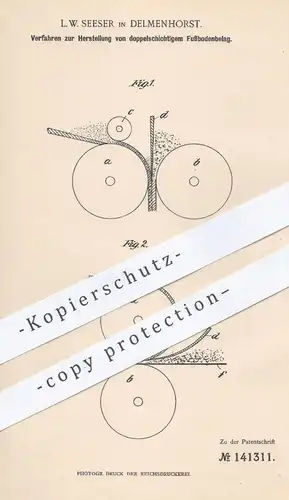 original Patent - L. W. Seeser , Delmenhorst , 1902 , doppelschichtiger Fußbodenbelag | Linoleum , Fußboden , Bodenbelag