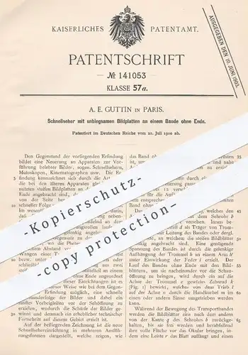original Patent - A. E. Guttin , Paris , 1900 , Schnellseher mit unbiegsamen Bildplatten | Mutoskop , Kinematograph !!!