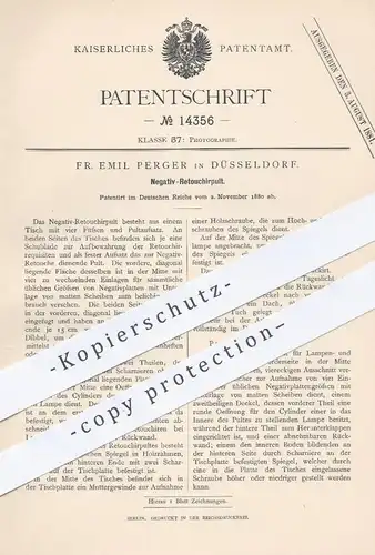 original Patent - Fr. Emil Perger , Düsseldorf 1880 , Negativ - Retuschierpult | Fotografie , Foto , Fotograf , Retusche