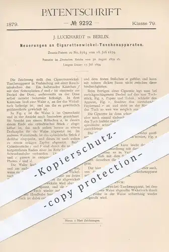original Patent - J. Luckhardt , Berlin , 1879 , Zigarettenwickel - Taschenapparat | Tabak , Zigaretten , Zigarren !!!