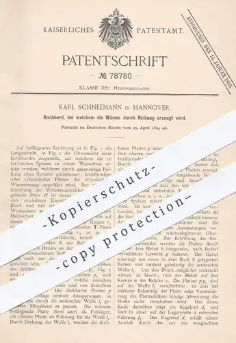 original Patent - Karl Schneemann , Hannover , 1892 , Kochherd | Herd , Kochen , Ofen , Öfen , Backofen , Koch , Heizung
