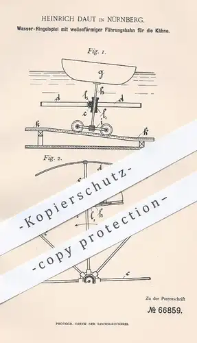 original Patent - H. Daut , Nürnberg , 1892, Wasser - Ringelspiel mit wellenförmiger Führungsbahn , Karussell , Carousel