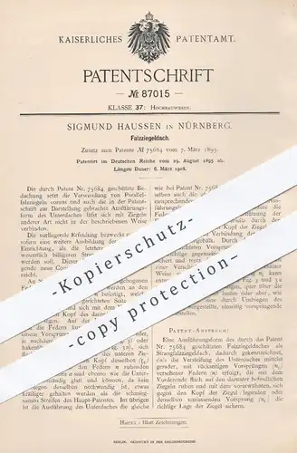 original Patent - S. Haussen , Nürnberg , 1895 , Falzziegeldach | Ziegeldach , Dach , Dachziegel , Dachdecker , Ziegel !