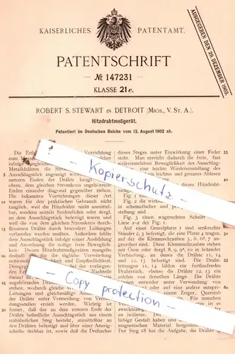 original Patent - Robert S. Stewart in Detroit , Mich., V. St. A. , 1902 , Hitzdrahtmeßgerät !!!