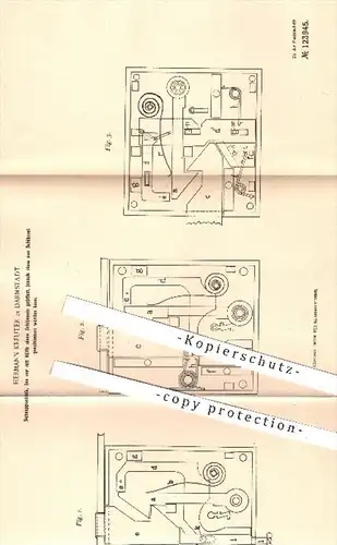 original Patent - H. Kreuter , Darmstadt , 1900 , Schnappschloss mit Schlüssel , Türschloss , Tür , Schloss , Schlosser