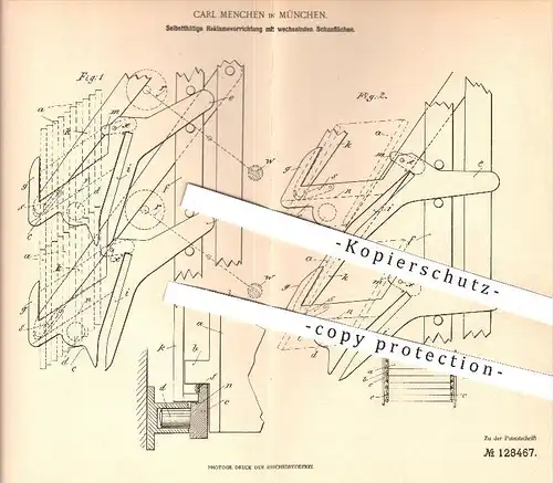 original Patent - Carl Menchen , München , 1900 , Reklamevorrichtung mit wechselnden Schauflächen , Reklame , Werbung !!