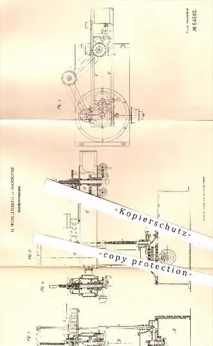 original Patent - H. Wohlenberg in Hannover , 1890 , Radialbohrmaschine , Bohrmaschine , Bohren , Bohrer , Metall !!!