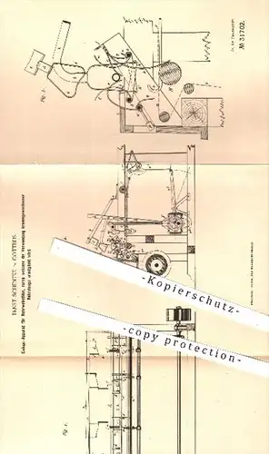 original Patent - E. Schentke , Cottbus , 1884 , Einlegen der Rohrstengel am Rohrwebstuhl , Webstuhl , Weben , Weber !!!