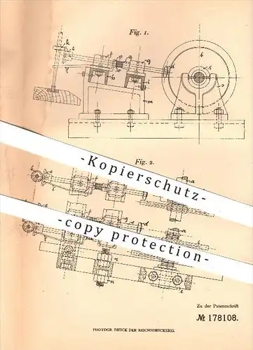 original Patent - Adam Lippert in Cunersdorf , Max Georgi in Wilkau , 1906 , Spindelantrieb für Spinnmaschinen , Spinnen