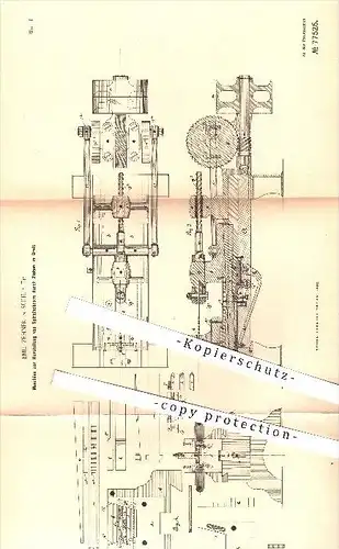 original Patent - Emil Zehner in Suhl , 1893 , Herstellung von Spiralbohrer durch Ziehen im Drall , Bohrer , Metall !!