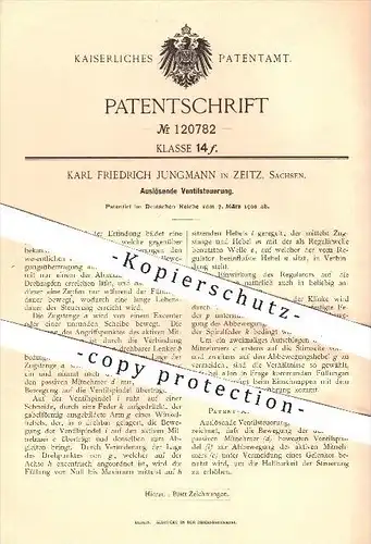 original Patent - Karl Fr. Jungmann , Zeitz , 1900 , Auslösende Ventilsteuerung , Ventil , Steuerung , Dampfmaschinen !!