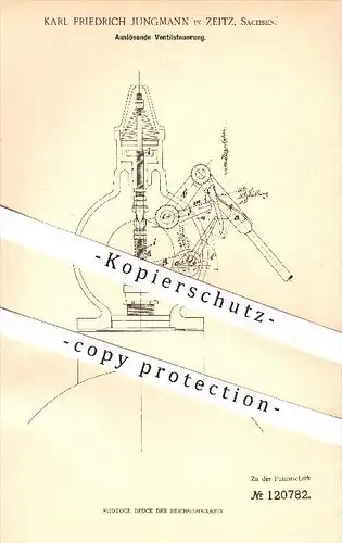 original Patent - Karl Fr. Jungmann , Zeitz , 1900 , Auslösende Ventilsteuerung , Ventil , Steuerung , Dampfmaschinen !!