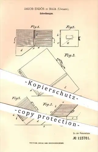 original Patent - Jakob Erdös in Baja , Ungarn , 1900 , Schreibmappe , Schreiben , Mappe , Schreibheft , Buchbinderei