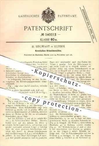 original Patent - H. Siegwart in Luzern , 1901 , Kunstbalken - Schneidmaschine , Balken , Holz , Holzbearbeitung !!!