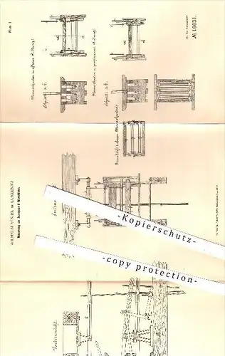 original Patent - Wilhelm Vogel in Lunzenau , 1881 , Jaquard - Maschinen , Weben , Weberei , Weber , Stoff , Stoffe !!!