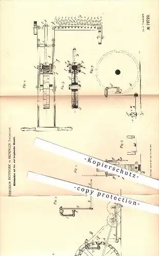 original Patent - Theodor Eichhorn in Meiningen , 1894 , Mähmaschine mit hin- und hergehenden Messern , Landwirtschaft !