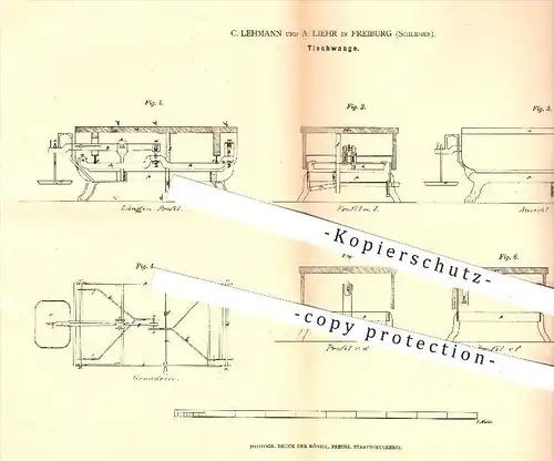 original Patent - C. Lehmann und A. Liehr in Freiburg , Schlesien , 1878 , Tischwaage , Waage , Waagen , Dezimalwaage !!