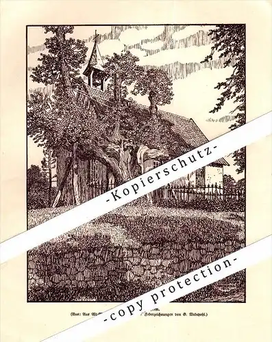 Federzeichnung - 1914 - Kapelle in Quernheim , ca. A4 , Druck , Lemförde , Diepholz !!!