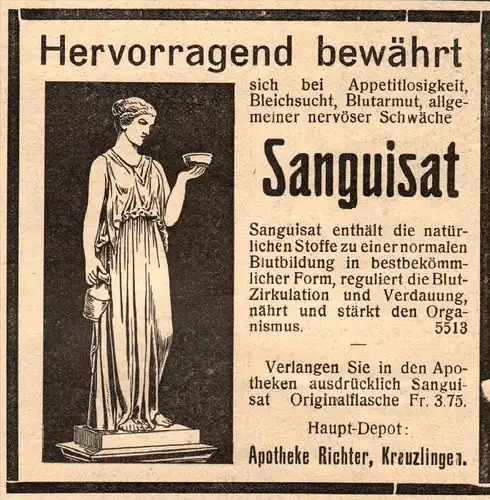 original Werbung - 1911 -  Apotheke Richter in Kreuzlingen !!!