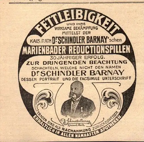 original Werbung - 1911 -  Dr. Schindler Barnay , Marienbad , Apotheke !!!