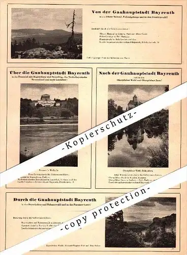 original Werbung - 1942 - Gauhauptstadt Bayreuth , Walhalla , Falkenberg , A4 Seite !!!