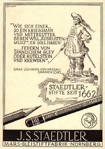 original Werbung - 1942 - J.S. Staedtler , Mars- Bleistiftfabrik , Bleistifte !!!