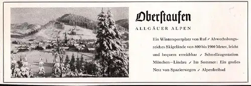 original Werbung - 1942 - Wintersport , Oberstaufen i. Allgäu !!!
