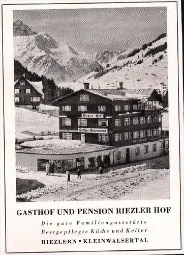 original Werbung - 1942 - Gasthof und Pension Riezler Hof in Riezlern , Kleinwalsertal !!!