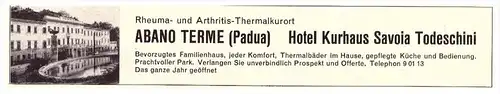original Werbung / Reklame - 1959 - ABANO TERME , Padua , Hotel Savoia Todeschini !!!