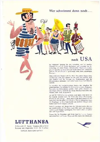 original Werbung / Reklame - 1959 - Lufthansa , Flugzeug , Flugzeuge , A4 Seite !!!