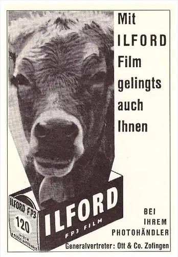 original Werbung / Reklame - 1959 - Ilford Film , Photohändler Ott & Co in Zofingen !!!